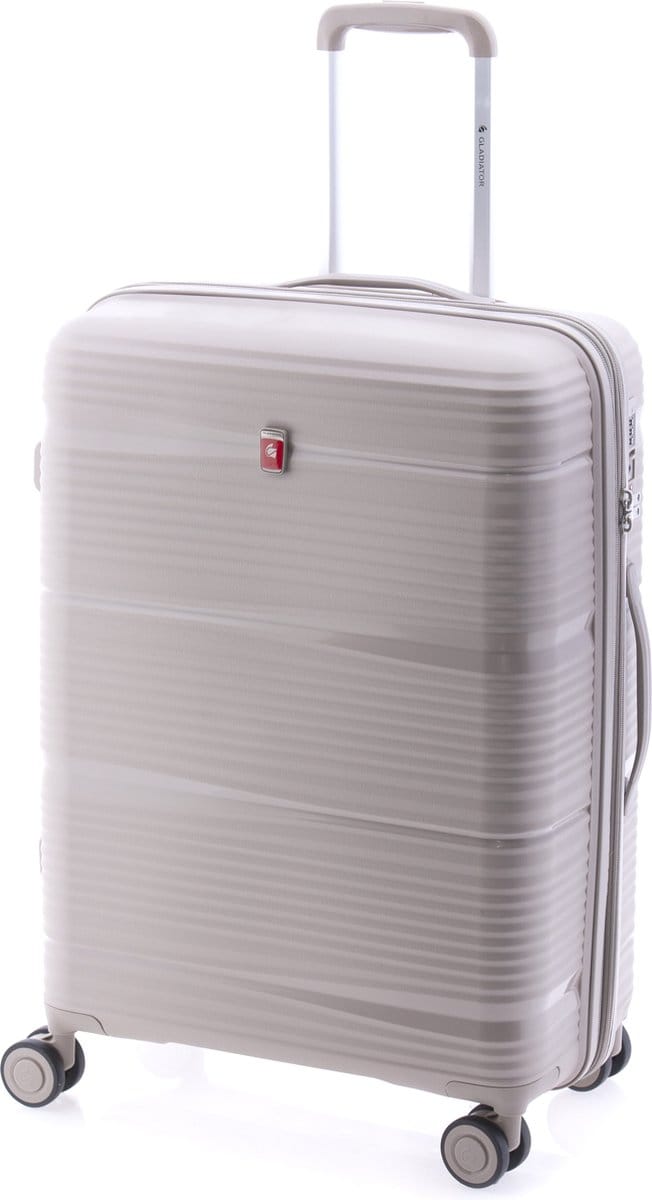 Gladiator Bionic Middelgrote Koffer - 65 cm - 65/80 liter - Expandable - TSA slot - Eco Friendly Recyclebaar PP - Beige