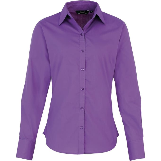 Premier Dames/Dames Popeline Blouse met Lange Mouwen (Rijke Violet)