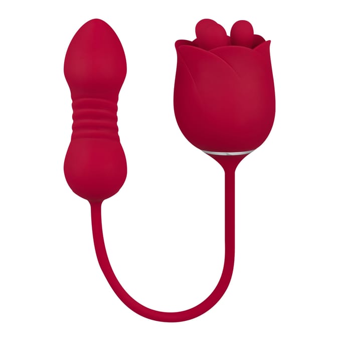 Roosvormige vibrator met bullet, 38,5 cm