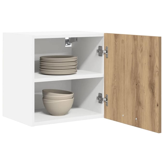 vidaXL - Hangkast - 2 - st - Ambachtelijke - Eik - en - Wit - Bewerkt - hout