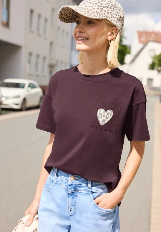 Shirt met ronde hals en borstzak