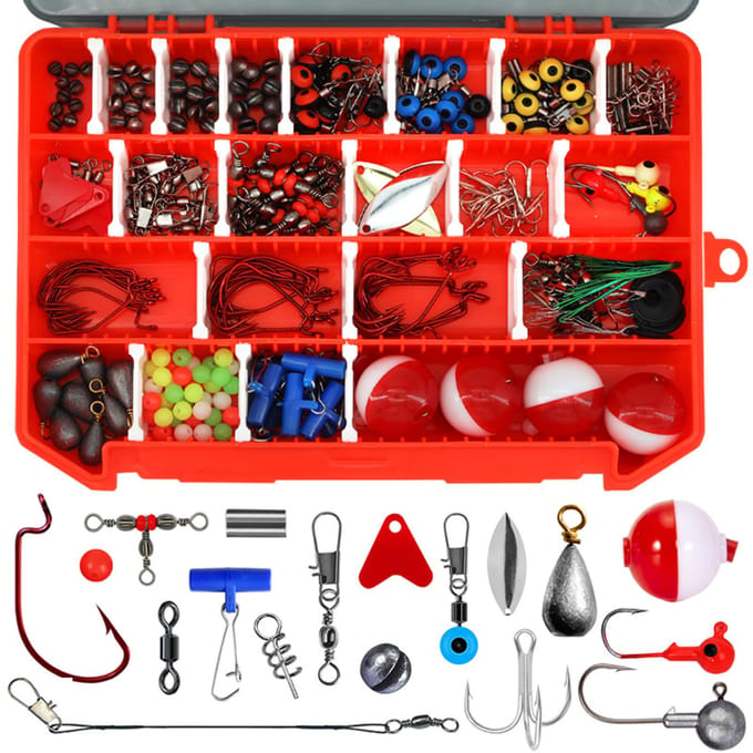 263pcs Visaccessoires Kit Visgerei Kit Wartels Haken Split Shots Vistuig voor 263pcs red