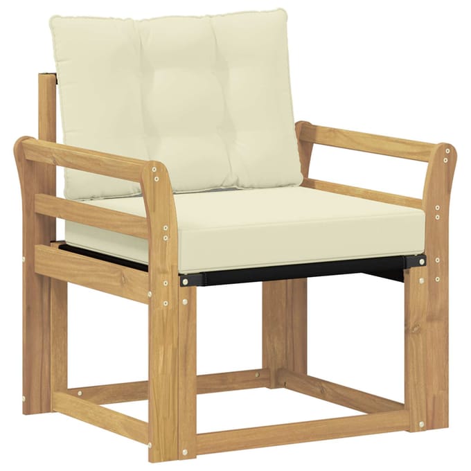 vidaXL - Buitensofa - Massief - Acaciahout - en - Textilene - Wit
