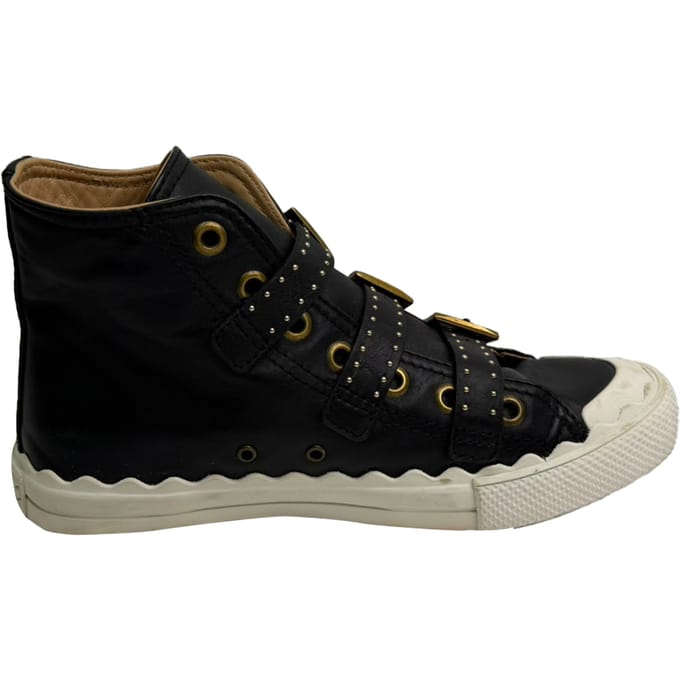 Chloé hoge sneakers met studs in zwart leer