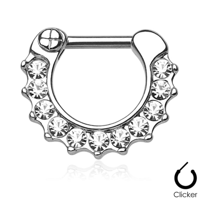 Piercing clicker 11 steentjes - wit - LMPiercings