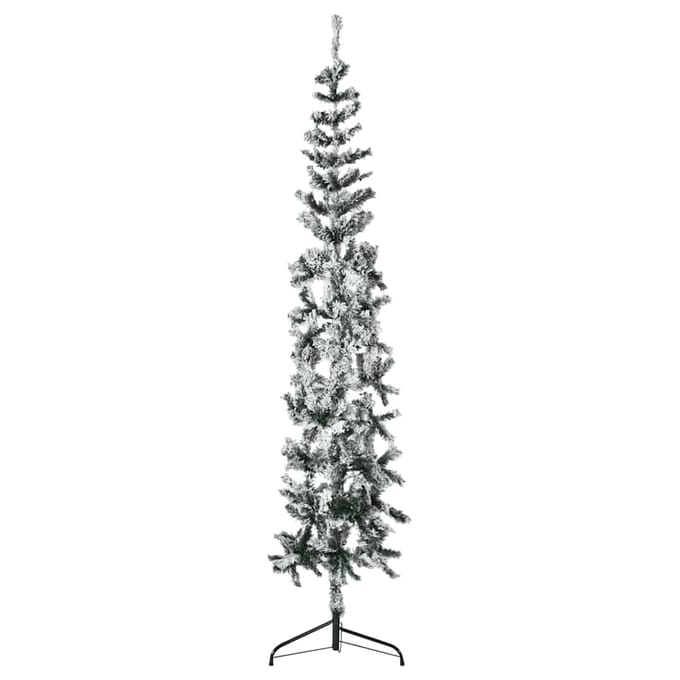 vidaXL - Kunstkerstboom - half - met - sneeuw - smal - 240 - cm