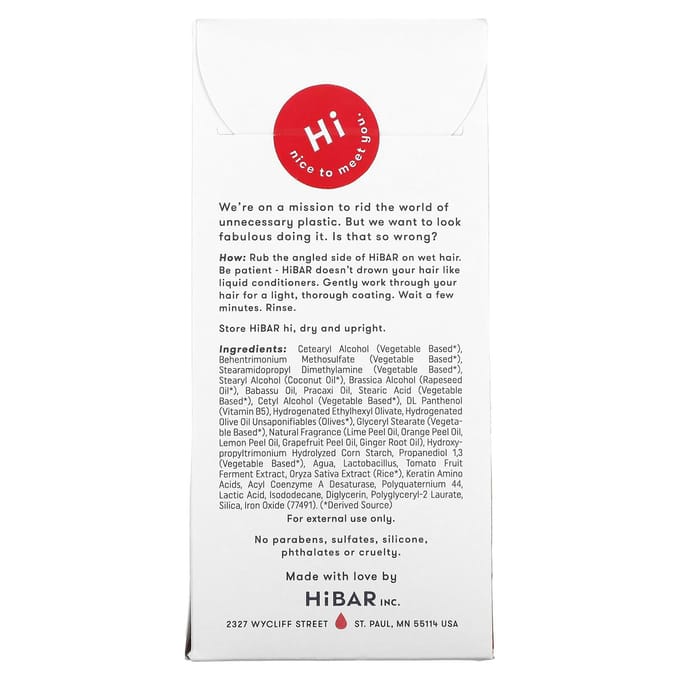 HiBAR, solid conditioner, curl, 1 bar, 2.7 oz (76 g) gray