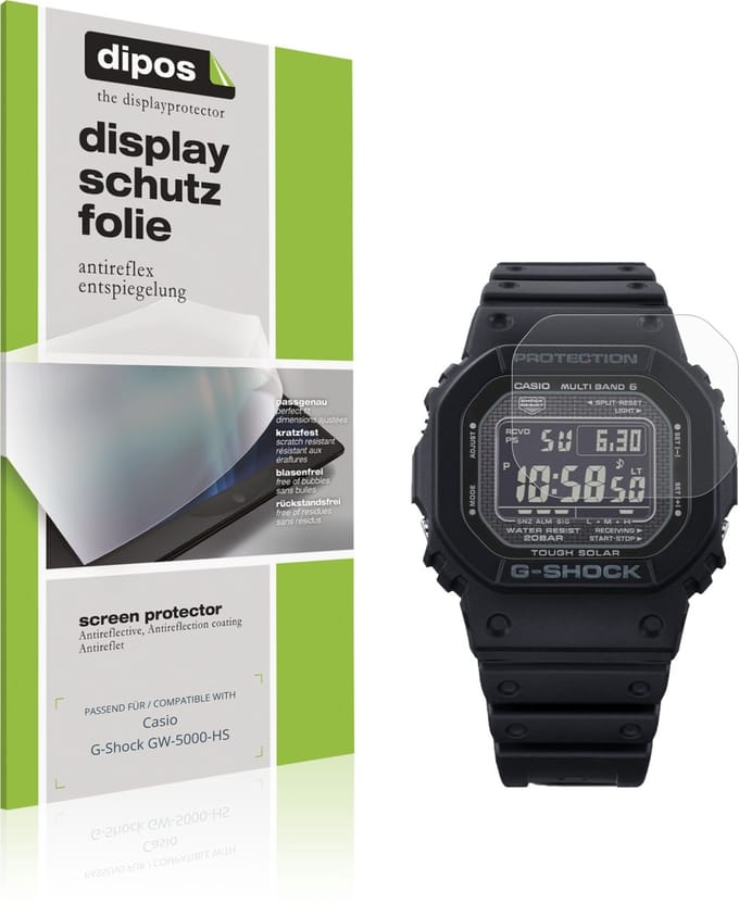 dipos – 6x Matte Beschermfolie geschikt voor Casio G-Shock GW-5000-HS | Krasbestendige & antireflecterende Screenprotector Ultra-Thin