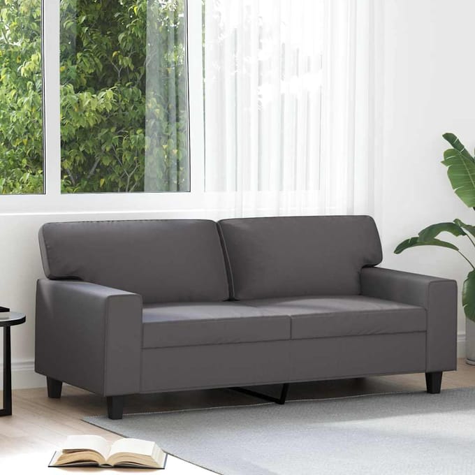 vidaXL - Tweezitsbank - 140 - cm - kunstleer - grijs