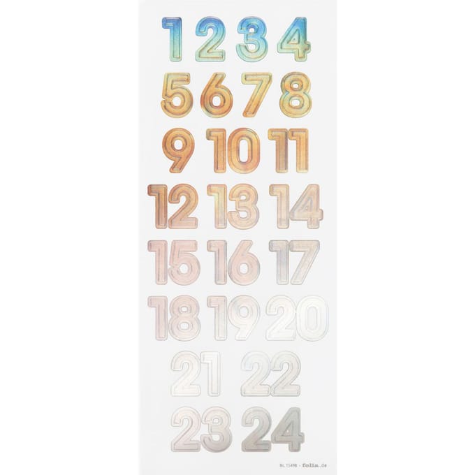 folia Adventskalender-stickers 'NUMBERS IRIDESCENT