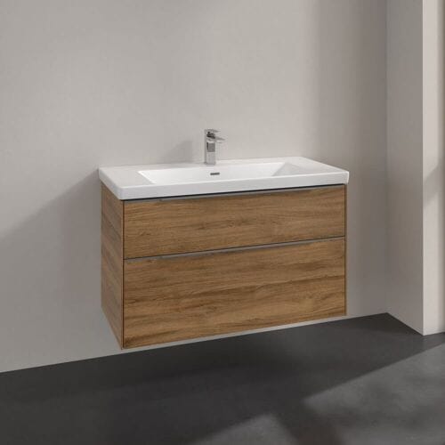Villeroy & Boch Subway 3.0 vanity unit 97.3 cm, 2 drawers, handles glossy C57000RH
