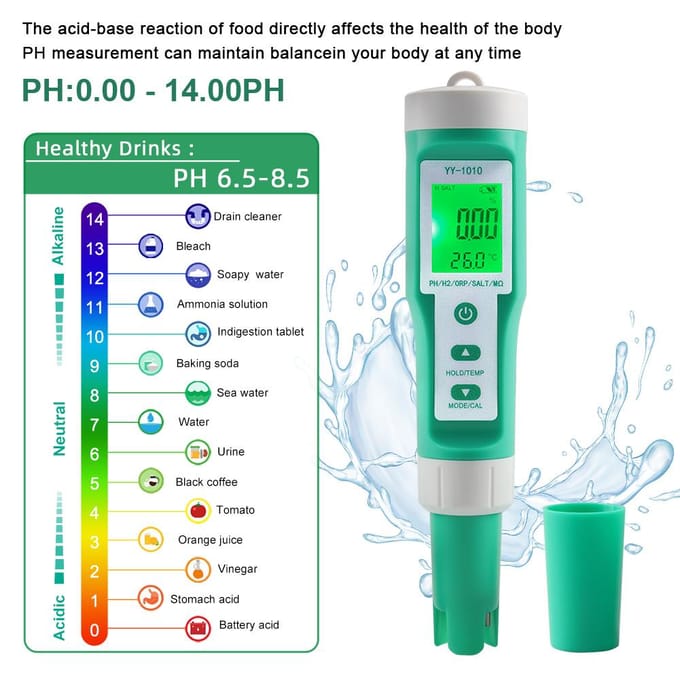 10 in 1 PHECTDSORPH2FertileSalinityS.GM Ohm Temp Waterkwaliteitsmeter Digitaal Multifunctioneel veelkleurig