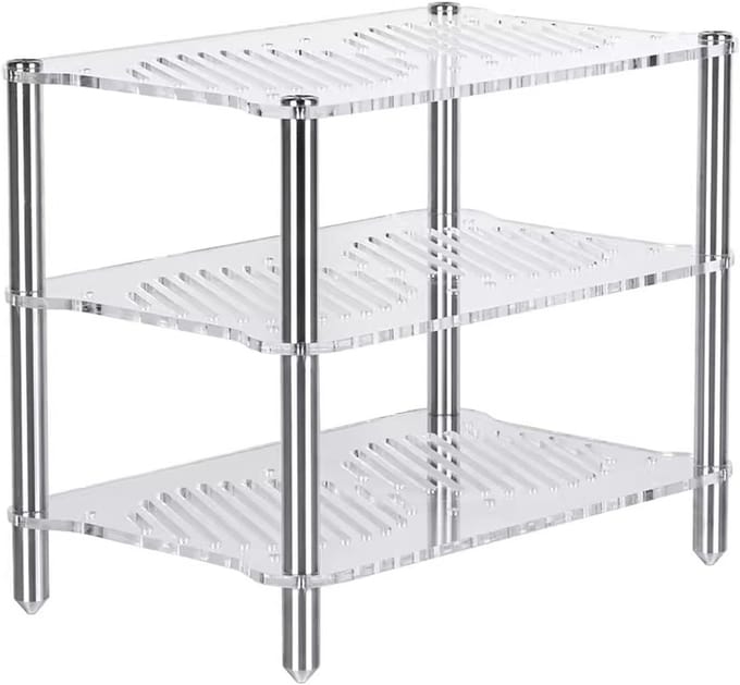Audio Componentenrek - Versterker Hifi Meubel - Desktop Multimedia Opslag - Transparant 3-Laags Ontwerp