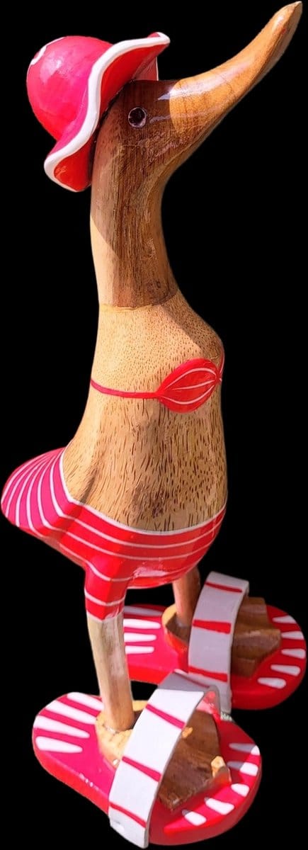 Houten Eend Handgemaakt Indonesie Teak Bikini Slippers Jannie Medium