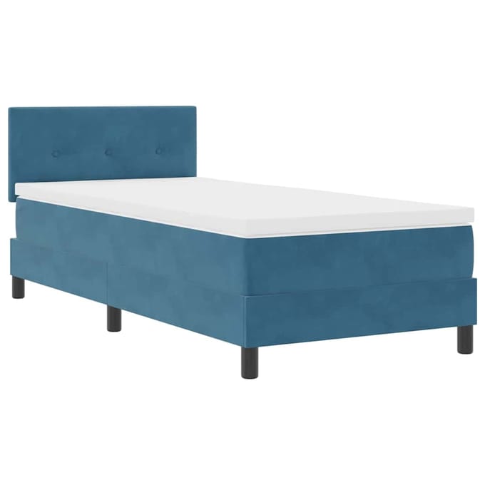 vidaXL - Boxspring - bed - met - hoofdeinde - Donkerblauw - 90 - x - 190 - cm - Fluweel