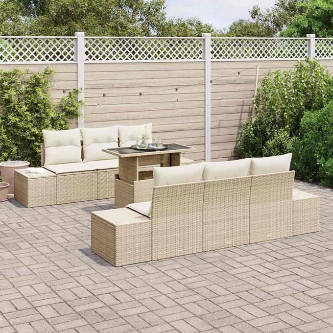 vidaXL - Tuinbank - Set - 7 - st - Beige - en - Crème