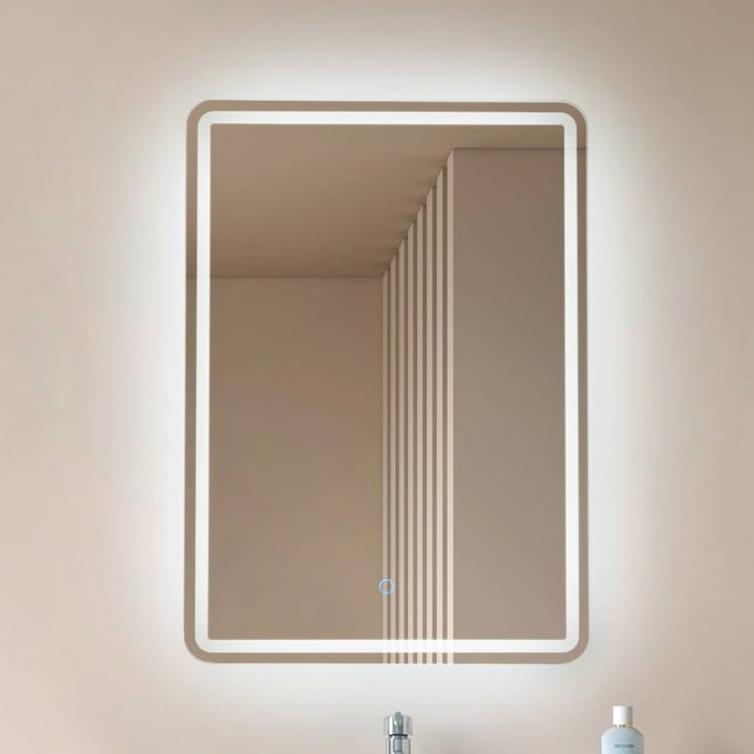 Lucande LED-spiegel Celestiel, hoekig, verwarmbaar, CCT, 70 cm