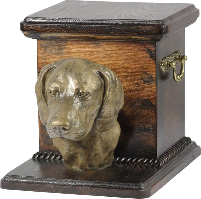 Elegante urn voor Weimaraner met hondenbuste voor asbewaring
