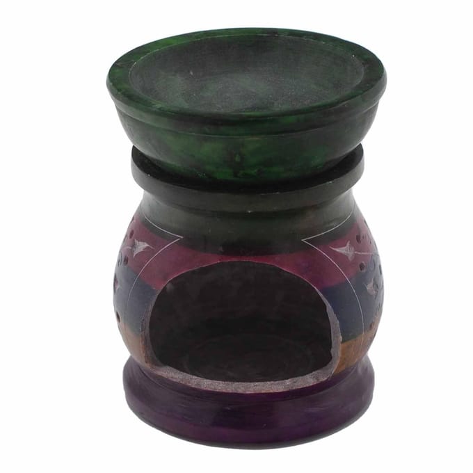 Zeepsteen oliebrander 10 cm - Bloem des Levens - Vijf kleuren