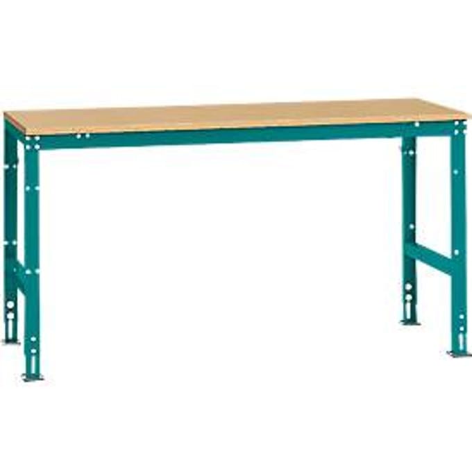 Manuflex basistafel UNIVERSAL Standaard, tafelblad multiplex, 1750 x 800, waterblauw