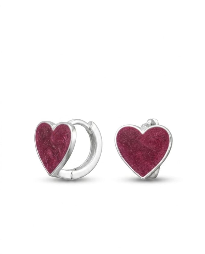 Heart Sterling Silver Huggie Oorbellen