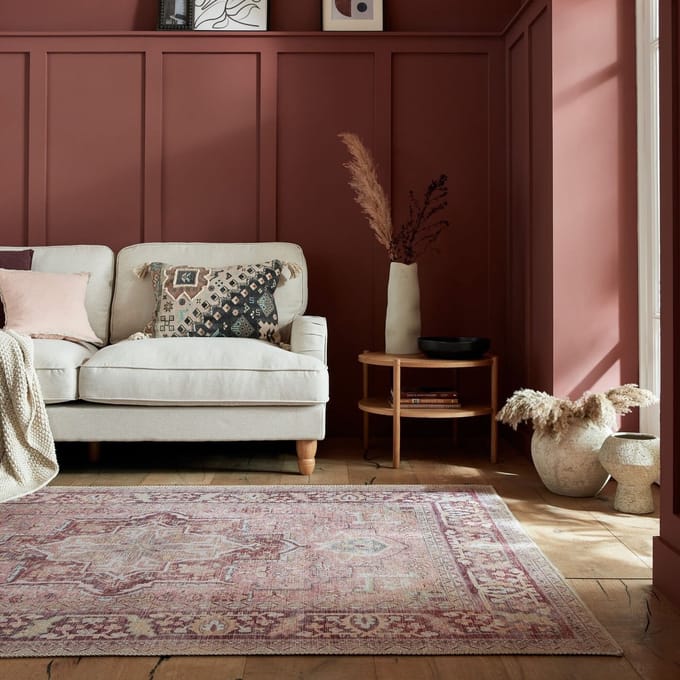 Flycarpets Vintage Vloerkleed - Windsor Traditioneel - Laagpolig - Medaillon - Roze - 120x170 cm