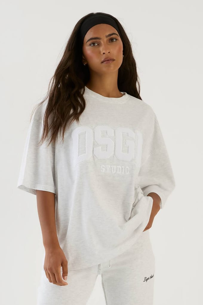 Dames Dsgn Studio Oversized T-shirt Met Badstof Applique | Asgrijs | Maat: XS
