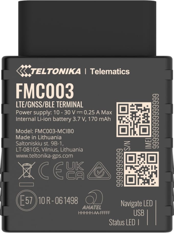 Teltonika FMC003 4G LTE Cat 1 tracker met OBD OEM gegevensuitlezing - ODB2 - 4G - GPS