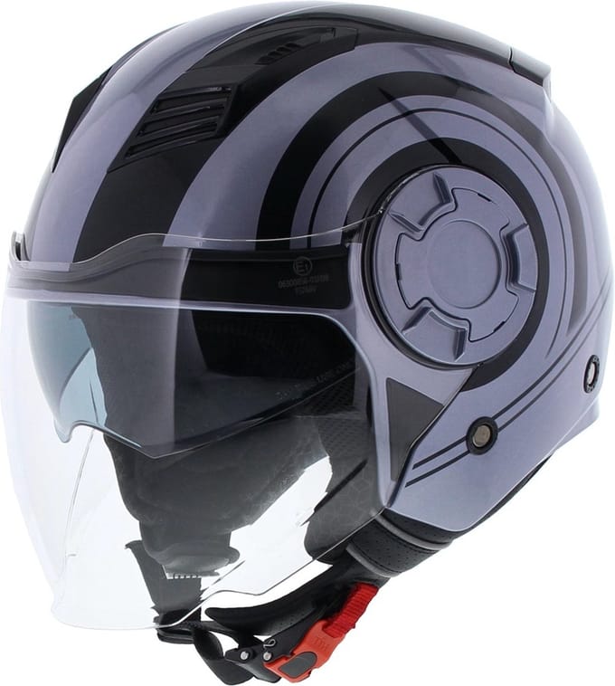 Vito Isola jethelm glans grijs zwart S - Scooterhelm & Motorhelm