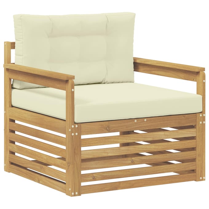 vidaXL - Buitensofa - Polyester - Wit - en - crèmekleurig