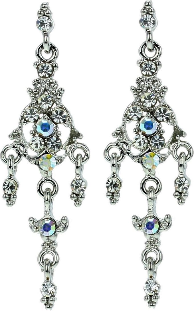 Behave Oorhangers zilver-kleur met stenen