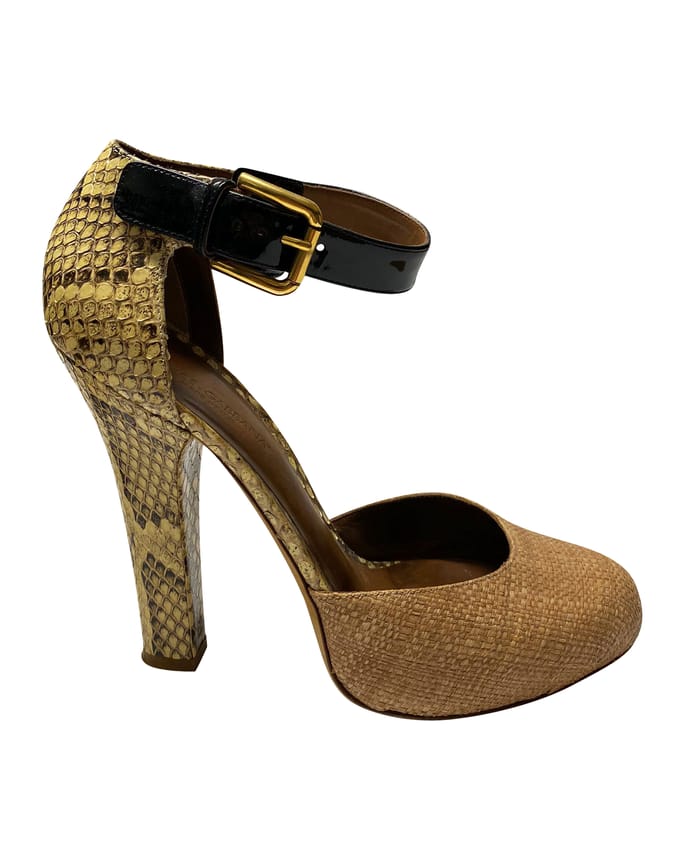 Dolce & Gabbana D'Orsay Pumps met Animalprint in Beige Leer