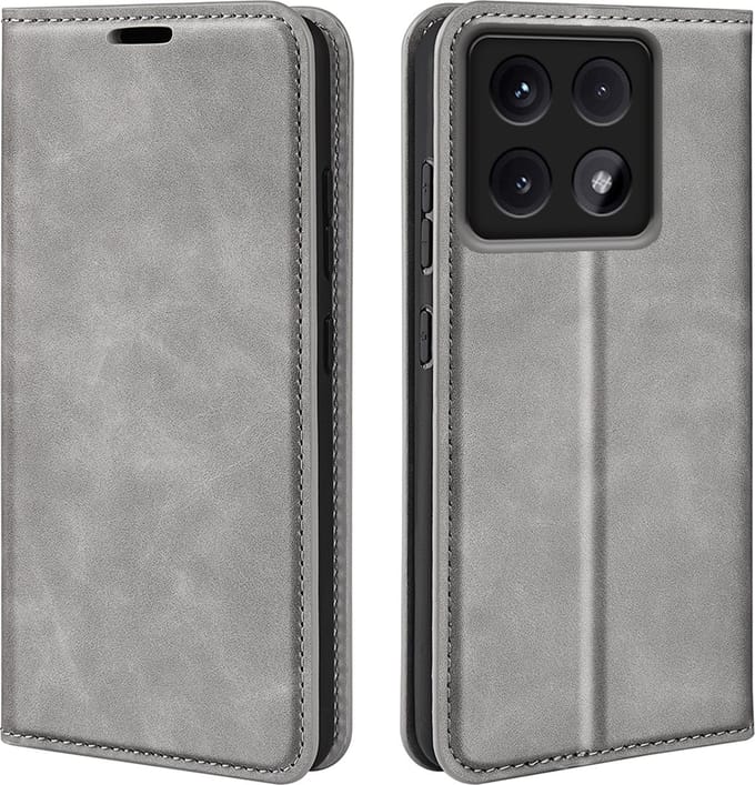 MobyDefend Hoesje - Geschikt voor Xiaomi 14T - Luxe Wallet Bookcase (Magnetische Sluiting) - Grijs