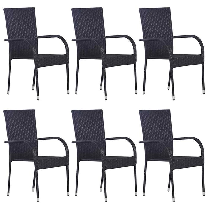 vidaXL - 7-delige - Tuinset - poly - rattan - zwart