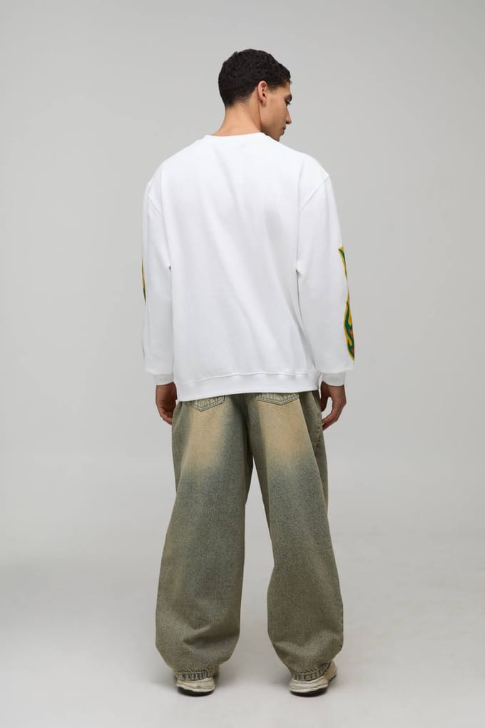 Oversized Graffiti Print Sweatshirt | White | Size XS