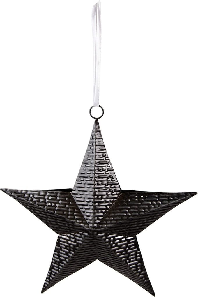 Clayre & Eef Decoratie Hanger Ster 25x27 cm Zwart IJzer