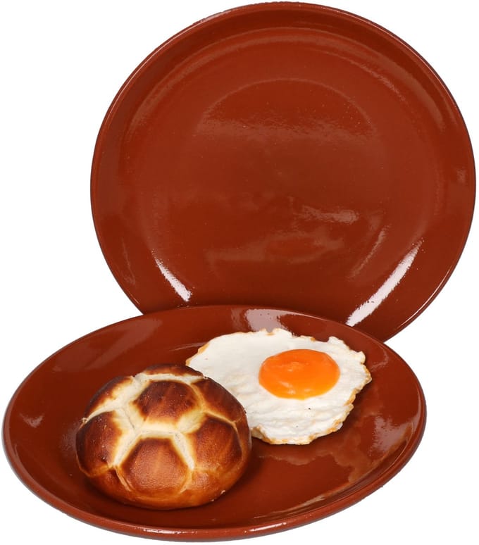 Set van 2 taartborden van klei 23cm - 99530