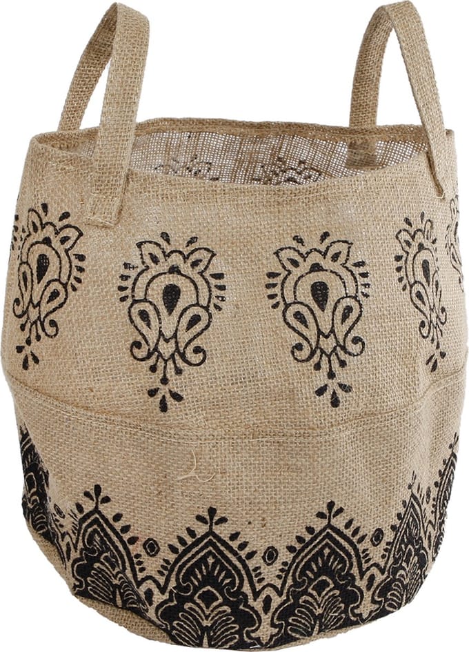 Mand "Taja" naturel/zwart jute 30x30x28cm