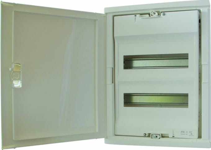 Modulaire Inbouwset - Stoppenkast - Elektrische Distributie - Isolerende Deur - 24+4 Modules - Wit
