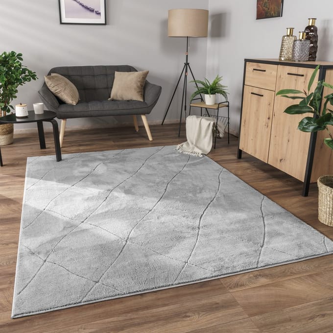 Flycarpets Laagpolig Modern Vloerkleed Utrilia - Grijs
