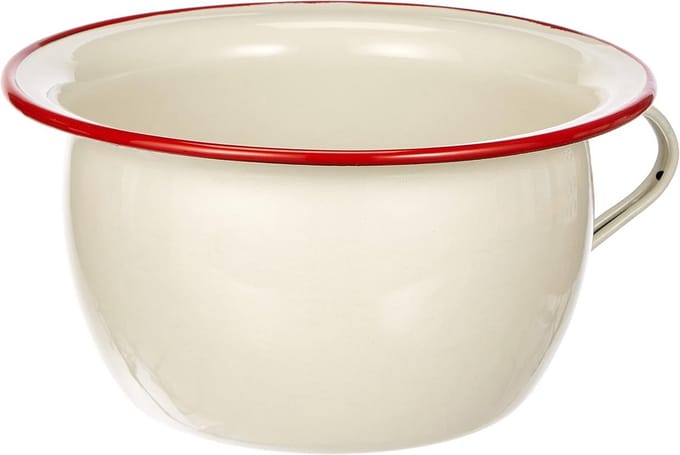 Chamber Pot Emaille - Po - Thuisgebruik - Gemaakt in Spanje - 35 liter - Wit/Rood