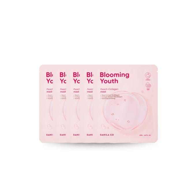 Masque Floraison Jeunesse Pêche-Collagène 20 ml x 5 pièces pink