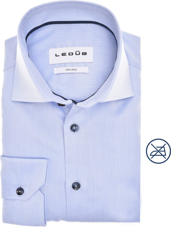 Ledûb overhemd modern fit lichtblauw mouwlengte 7