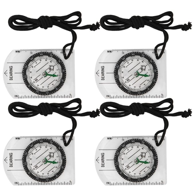 4 stuks Professioneel Kompas Kaartschaal Kompas Buitenuitrusting Accessoire black