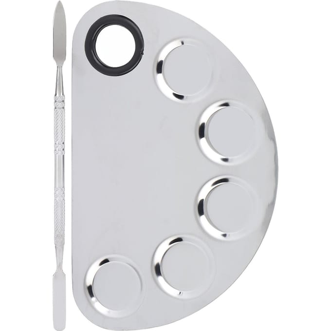 Palette de Mélange de Maquillage Spatule en Acier Inoxydable Peinture Pigment Rouge à Lèvres Mélange de Couleurs white