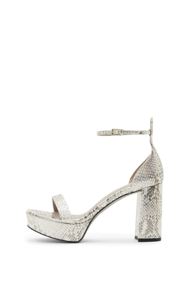 AllSaints Ziggy Snake Platform Metallic Gold Maat: 40 | Sandalen Outlet | Dames | Grijs
