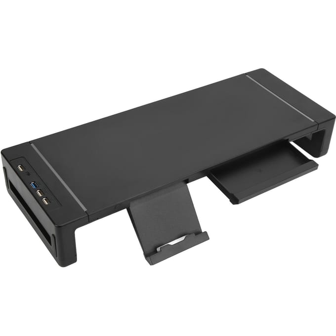 Monitorstandaard Verhoger RGB Opvouwbaar Verstelbare Lengte USB3.0 Opladen Bureauverhoger met Opbergdoos black