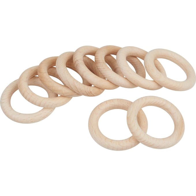 Houten ringen - Ø 47 mm, 10 stuk
