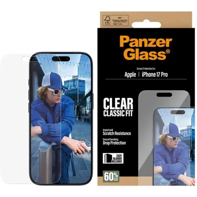 PANZERGLASS - Screen Protector iPhone 17 Pro Classic Fit w. EasyAligner PG55915 Screenprotector (glas) Apple iPhone 17 Pro. 1 stuk(s) Krasvast