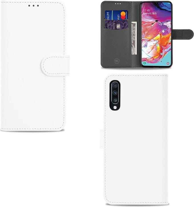 Samsung Galaxy A70 Hoesje Wit met Pasjeshouder